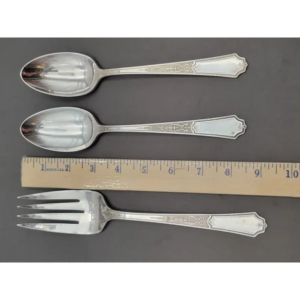 1847 Rogers Bros Ancestral Flatware Silverware Set 3 Pcs 2 Spoon & Serving Fork